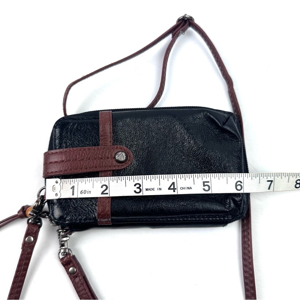 The Sak Iris North South Crossbody Wallet Bag Black Brown Leather Wristlet Strap - Picture 8 of 9